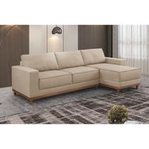 Sofá com Chaise 4 Lugares Tóquio Bege - Estofados Arpaan