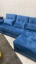 Sofa com chaise suede azul