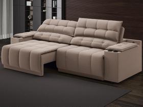 Sofá com Porta Copos Carregador USB Ret Rec Samurai 2,30m Velosuede Marrom - NETSOFAS