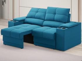 Sofá com Porta Copos e Carregador USB Retrátil e Reclinável Ringo 1,70m Velosuede Royal - NETSOFAS