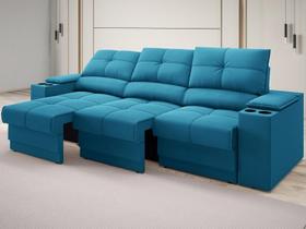 Sofá com Porta Copos e Carregador USB Retrátil e Reclinável Ringo 2,30m Velosuede Royal - NETSOFAS