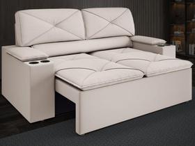 Sofá com Porta Copos Retrátil e Reclinável Pop 1,54m Velosuede Areia - NETSOFAS Sofá com Porta Copos Retrátil e Reclinável Pop 1,54m Velosuede Areia - NETSOFAS