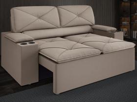 Sofá com Porta Copos Retrátil e Reclinável Pop 1,54m Velosuede Capuccino - NETSOFAS