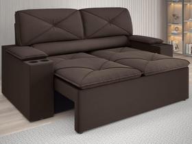 Sofá com Porta Copos Retrátil e Reclinável Pop 1,54m Velosuede Chocolate - NETSOFAS Sofá com Porta Copos Retrátil e Reclinável Pop 1,54m Velosuede Chocolate - NETSOFAS