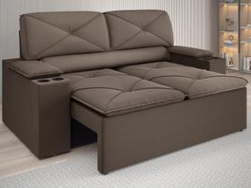 Sofá com Porta Copos Retrátil e Reclinável Pop 1,54m Velosuede Marrom - NETSOFAS Sofá com Porta Copos Retrátil e Reclinável Pop 1,54m Velosuede Marrom - NETSOFAS