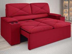 Sofá com Porta Copos Retrátil e Reclinável Pop 1,54m Velosuede Vermelho - NETSOFAS