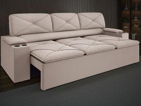 Sofá com Porta Copos Retrátil e Reclinável Pop 2,05m Velosuede Bege - NETSOFAS
