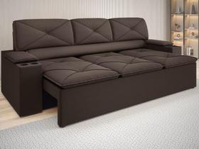 Sofá com Porta Copos Retrátil e Reclinável Pop 2,05m Velosuede Chocolate - NETSOFAS