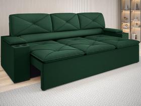 Sofá com Porta Copos Retrátil e Reclinável Pop 2,05m Velosuede Verde - NETSOFAS