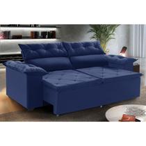 Sofá Compact 1,5 metros retrátil e reclinável com Molas Espirais Suede Azul - Sofá na Web