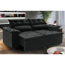 Sofá Compact 150 cm Retrátil e Reclinável com Molas Espirais Suede Preto - Sofá na Web