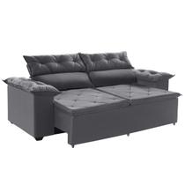 Sofá Compact 180 cm Cinza com Molas Espirais Retrátil e Reclinável - WS ESTOFADOS