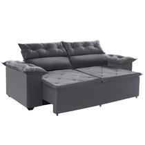Sofá Compact 180 cm Retrátil e Reclinável com Molas Espirais Suede Cinza - Sofá na Web