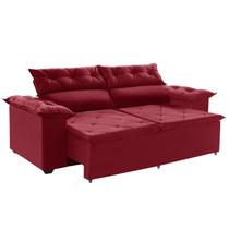 Sofá Compact 180 cm Retrátil e Reclinável com molas Espirais Suede Vermelho - Sofá na Web