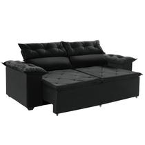 Sofá Compact 2 metros Retrátil e Reclinável com Molas Espirais Suede Preto - Sofá na Web