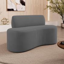 Sofá Compacto Moderno Orgânico Sora 100cm Suede Cinza - Desk Design Sofá Compacto Moderno Orgânico Sora 100cm Suede Cinza - Desk Design
