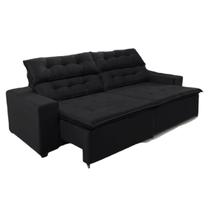 Sofá Concept 2 metros Retrátil e reclinável com Molas Suede Ligth Preto - Sofá na Web