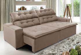 Sofá Concept 2,10 metros Retrátil e reclinável com Molas Suede Light Castor - Sofá na Web