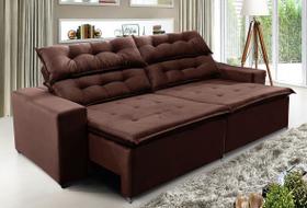 Sofá Concept 2,10 metros Retrátil e reclinável com Molas Suede Light Marrom - Sofá na Web Sofá Concept 2,10 metros Retrátil e reclinável com Molas Suede Light Marrom - Sofá na Web