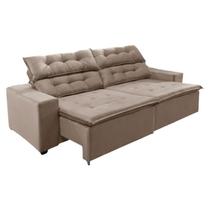 Sofá Concept 2,20 metros Retrátil e reclinável com Molas Suede Light Castor -Sofá na Web