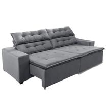 Sofá Concept 2,20 metros Retrátil e reclinável com Molas Suede Light Cinza -Sofá na Web Sofá Concept 2,20 metros Retrátil e reclinável com Molas Suede Light Cinza -Sofá na Web