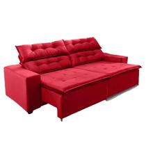 Sofá Concept 2,20 metros Retrátil e reclinável com Molas Suede Light Vermelho -Sofá na Web