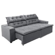 Sofá Concept 3,00 metros Retrátil e recinável com Mola Suede Light Cinza - Sofá na Web Sofá Concept 3,00 metros Retrátil e recinável com Mola Suede Light Cinza - Sofá na Web