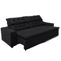 Sofá Concept 3,00 metros Retrátil e recinável com Mola Suede Light Preto- Sofá na Web