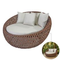 Sofá Concha Redonda 1,50m em Alumínio e Corda Náutica para Áreas Externas