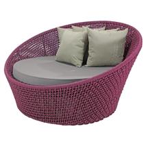 Sofá concha redonda em corda náutica para área externa jardim e sacada