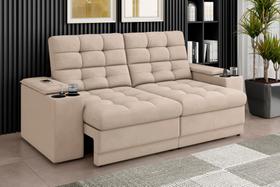 Sofá Confort Premium 1,70m Assento Retrátil/Reclinável porta copos e USB Suede Areia - XFlex Sofas Sofá Confort Premium 1,70m Assento Retrátil/Reclinável porta copos e USB Suede Areia - XFlex Sofas