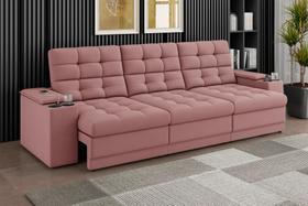 Sofá Confort Premium 2,30m Assento Retrátil/Reclinável porta copos e USB Suede Nude - XFlex Sofas Sofá Confort Premium 2,30m Assento Retrátil/Reclinável porta copos e USB Suede Nude - XFlex Sofas