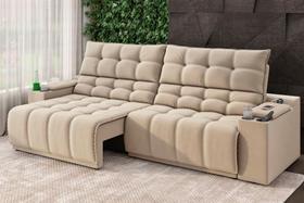 Sofá Connect Premium 2,00m Assento Retrátil/Reclinável com porta copos e entrada USB Suede Capuccino Sofá Connect Premium 2,00m Assento Retrátil/Reclinável com porta copos e entrada USB Suede Capuccino