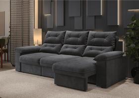 Sofá Copacabana Retrátil e Reclinável 4 Lugares 3 assentos Suede Petróleo 230cm