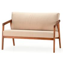 Sofá Coss Ozki 120 cm Madeira Eucalipto Cedro Tecido Bege Corda Redonda Canela Sofá Coss Ozki 120 cm Madeira Eucalipto Cedro Tecido Bege Corda Redonda Canela