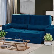 Sofá Curitiba Modular 5 Lugares 2.50 MT Retrátil e Reclinável Yescasa Azul Sofá Curitiba Modular 5 Lugares 2.50 MT Retrátil e Reclinável Yescasa Azul