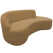 Sofá Curvo 02 Lugares 150cm Eron Braço Direito Bouclé Camel - Nexta Casa