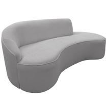 Sofá Curvo 03 Lugares 180cm Eron Braço Direito Bouclé Cinza Claro - Nexta Casa