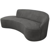Sofá Curvo 03 Lugares 180cm Eron Braço Esquerdo Poliéster Cinza Escuro - Nexta Casa