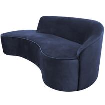 Sofá Curvo 03 Lugares 180cm Eron Braço Esquerdo Suede Azul - Nexta Casa