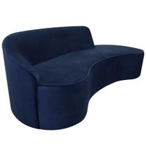 Sofá Curvo 04 Lugares 230cm Eron Braço Direito Veludo Azul Marinho - Nexta Casa