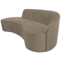 Sofá Curvo 04 Lugares 230cm Eron Braço Esquerdo Veludo Bege - Nexta Casa