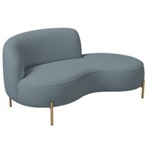 Sofá Curvo 2 Lugares 150cm Braço Dir. Thommy Pés Ouro Bouclé Azul Claro - Nexta Casa