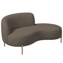 Sofá Curvo 2 Lugares 150cm Braço Dir. Thommy Pés Ouro Bouclé Marrom - Nexta Casa