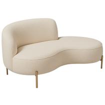 Sofá Curvo 2 Lugares 150cm Braço Dir. Thommy Pés Ouro Bouclé Off White - Nexta Casa