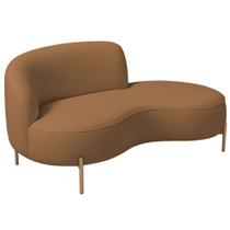 Sofá Curvo 2 Lugares 150cm Braço Dir. Thommy Pés Ouro Bouclé Terracota - Nexta Casa