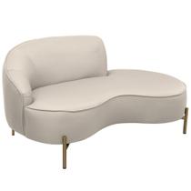 Sofá Curvo 2 Lugares 150cm Braço Dir. Thommy Pés Ouro Linho Off White - Nexta Casa