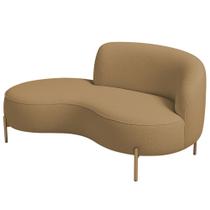 Sofá Curvo 2 Lugares 150cm Braço Esq. Thommy Pés Ouro Bouclé Camel - Nexta Casa
