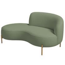 Sofá Curvo 2 Lugares 150cm Braço Esq. Thommy Pés Ouro Bouclé Verde Claro - Nexta Casa
