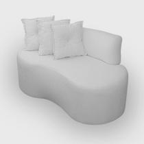 Sofá Curvo 2 Lugares Feijão Forma Orgânica Bouclé Off White